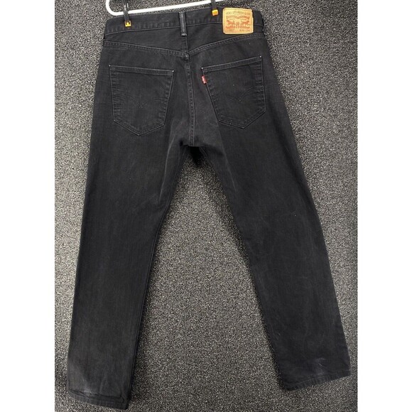 Levi's Mens 501 Jeans 36x34 Regular Fit Denim Button Fly Black Pants Western - Picture 4 of 13